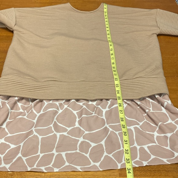ASOS DESIGN Womens Size 8 Curve 2 in 1 Rib Sweater Dress Giraffe Print Hem Blush - Picture 11 of 12